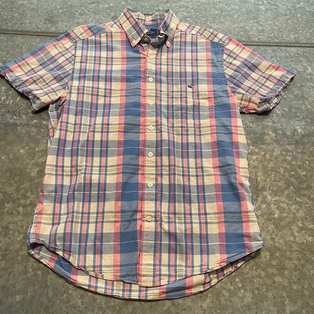 Vineyard Vines Classic Fit Murray Shirt Plaid Button Up Mens Medium Short Sleeve